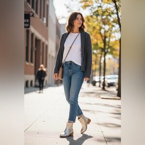 ✨ Lucky Brand Silver Leather Ankle Boots – NWT – Size 8 / 39 ✨